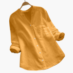 Loose-Fitting Blouse for Women - Long Sleeve, Stand-Up Collar & Casual - Image 4