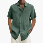 Men's Short Sleeve Shirt – Linen Button-Up Shirt for Summer - Image 4