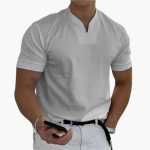Slim Fit Shirt for Men – Short Sleeve with V-Neck Style - Image 4