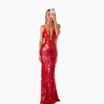 Sequin Evening Dress for Women - Maxi with V-Neck - Image 4
