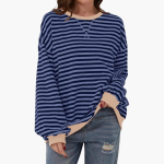 Women's Striped Oversized Sweatshirt – Casual Long Sleeve Pullover - Image 8