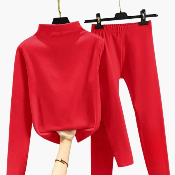 Women's Fleece Set with Long Sleeves and Elastic Waistband