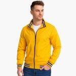 Men's Bomber Jacket with Zipper and Striped Hem - Image 4