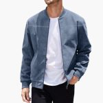 Bomber jacket for men with ribbed collar and zipper - Image 3