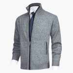 Men's Zip Cardigans with Stand-Up Collar and Ribbed Cuffs - Image 2