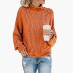 Women's sweater with high neckline and ribbed hem - Image 7