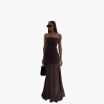 Off-Shoulder Evening Dress for Women - Maxi with High Slit - Image 5