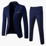 Men's Summer Suit Two-Piece with Lapel and Flat Front Trousers - Image 8