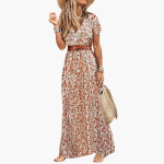 Paisley Summer Maxi Dress with Belt for Women - Image 5