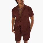 Men's Summer Set with Short Sleeve Shirt and Drawstring Shorts - Image 6