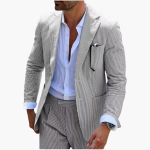 Men's Summer Suit Two-Piece with Pinstripes and Slim Fit - Image 6