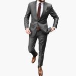 Men's Two-Piece Suit with Notch Lapel and Slim Fit Pants - Image 2