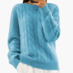 Women’s Pullover with Round Neck and Cable Pattern - Image 5