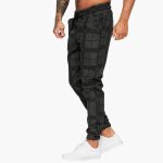 Men's pants with elastic waistband and checkered surface - Image 3