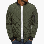 Men's Quilted Bomber Jacket with Zipper and Arm Pocket - Image 5