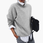 High Collar Knit Sweater for Women – Oversized & Soft - Image 5