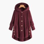 Women's Hooded Jacket with Button Closure and Rounded Hem - Image 8