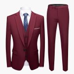 Men's Three-Piece Suit with One-Button Blazer and Vest - Image 6