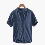 Light Short-Sleeve Shirt for Men - with Stand-Up Collar, Summery - Image 3