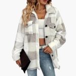 Women's Jacket with Check Pattern and Button Closure - Image 3