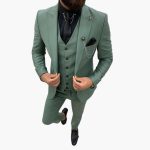 Slim Fit Suit Set - Men's 3-Piece Suit for Evening Wear - Image 9