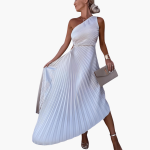 Ankle-Length Sleeveless Evening Dress for Women with One Shoulder - Image 5