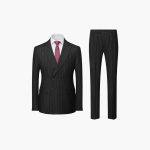 Men's Two-Piece Suit with Pinstripes and Lapel Collar
