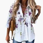 Blouse with Floral Pattern - Women's Casual Look with Contrast - Image 2