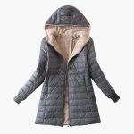 Women's Winter Jacket with Hood and Zipper - Image 3