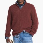 Men’s Ribbed Knit Pullover with Half-Zip Neckline - Image 2