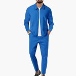 Men's Two-Piece Set with Zip-Up Shirt and Straight-Cut Pants - Image 4