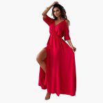 Maxi Dress with V-Neck and Slit – Women's Evening Wear - Image 6