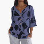 Women's Floral Print Blouse – Summer V-Neck Top - Image 5