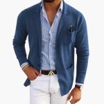 Men’s Knit Blazer with Lapel Collar and Closure - Image 2