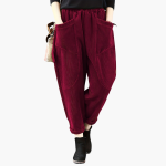 Women's Cord Pants with Wide Legs and Pockets - Image 5