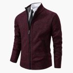 Men’s Knit Jacket with Zipper and Ribbed Collar - Image 6