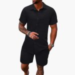 Men's Two-Piece Set Made of Cotton Blend with Jacquard Structure - Image 2