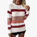 Women's pullover with round neckline and striped surface - Image 7