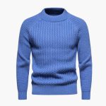 Men's sweater with round neck and textured surface