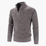 Men's pullover with half-zip and textured surface, warm