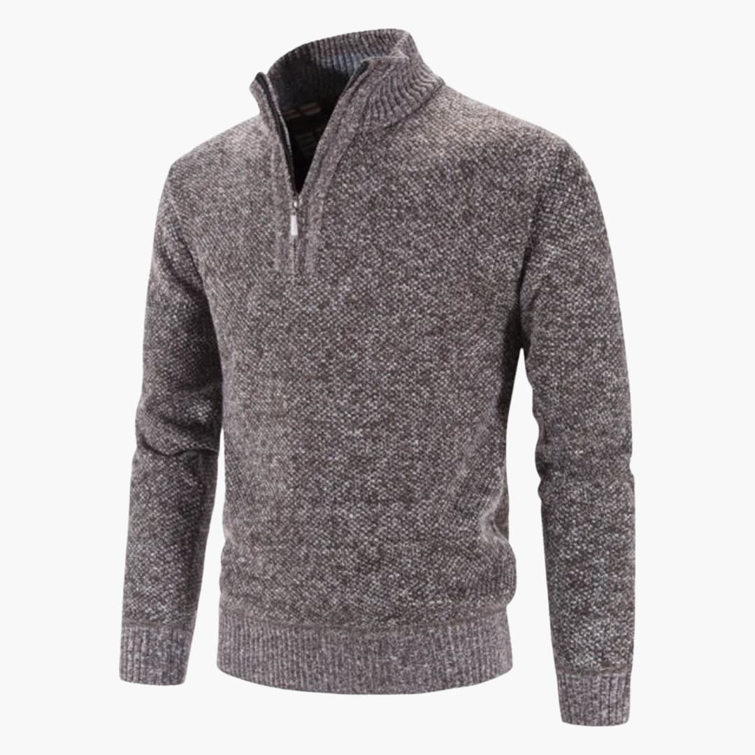 5_97.jpg Men's pullover with half-zip and textured surface, warm - Image 1