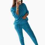 Women's Knitting Set with Long Sleeves and Elastic Waistband - Image 12