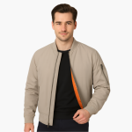 Men's Bomber Jacket with Zipper and Ribbed Cuffs - Image 5