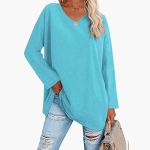 Women's Oversized V-Neck Long Sleeve Shirt – Comfortable & Casual - Image 5
