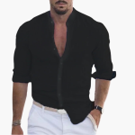 Summer Shirt for Men - Light, Airy & Stand-Up Collar Casual - Image 6