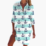 Women's Shirt Dress with Long Sleeves and Button Placket - Image 5