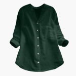 Loose-Fitting Blouse for Women - Long Sleeve, Stand-Up Collar & Casual - Image 5