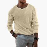 Men's Sweater with Ribbed Collar and Long Sleeves - Image 5