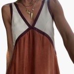 Light V-Neck Maxi Dress for Women - Color Block Design - Image 5