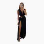 Summer Dress for Women – Cut-Out, V-Neck, Side Slit - Image 5
